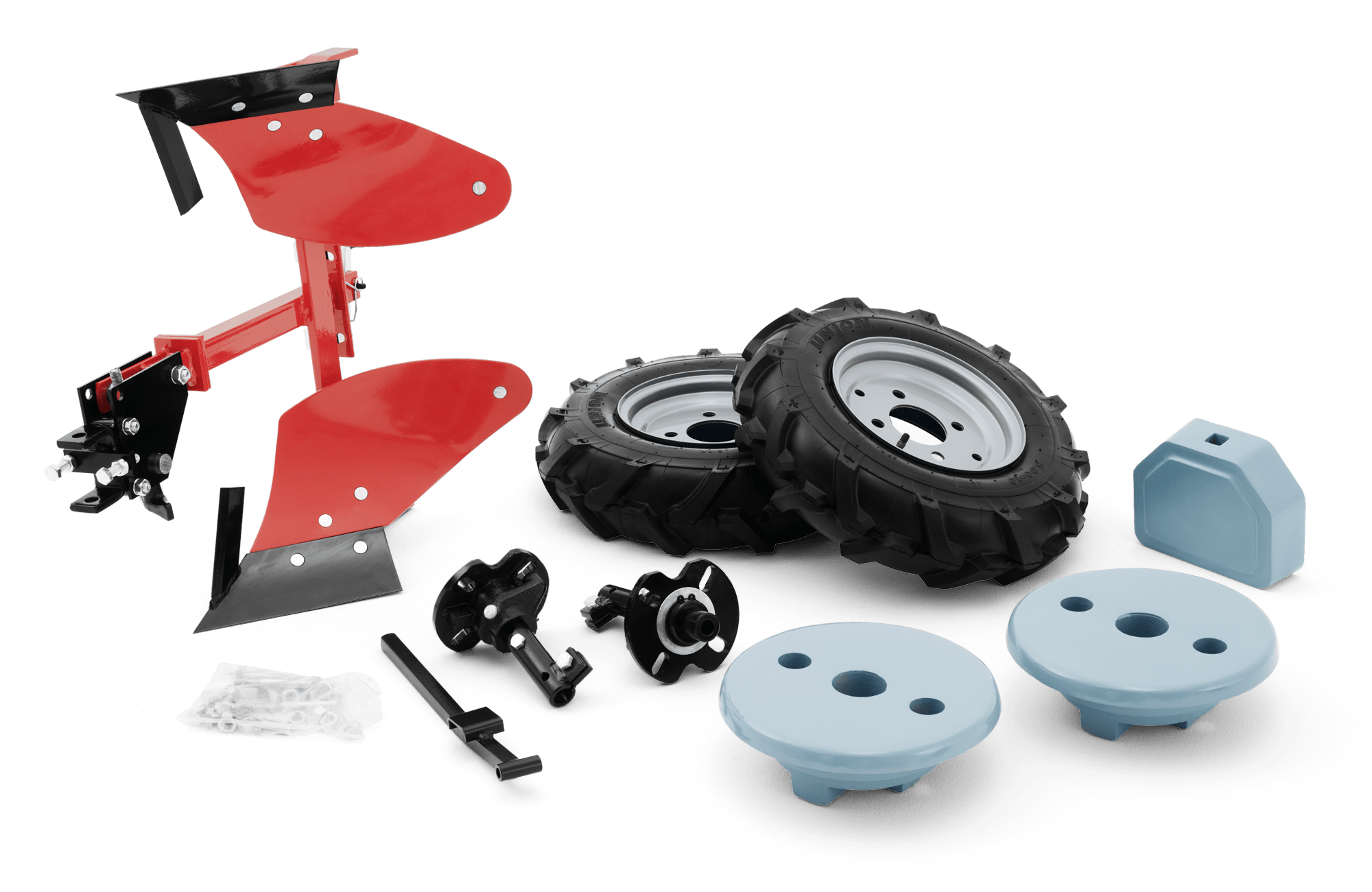 Van Verstikken Maak avondeten Set met dubbele ploeg met rubberen wielen en gewichten - Vitaro  Groentechniek